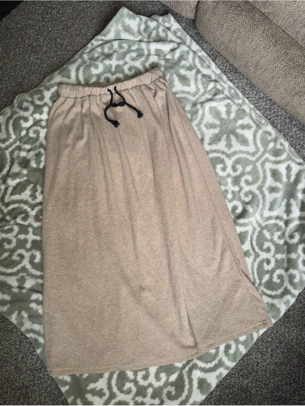 Neutral Beige Pull-On Maxi Skirt